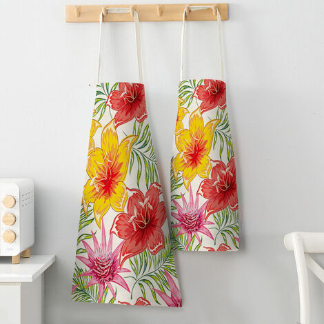 LITZEE Floral Apron Chic Kitchen Apron ...