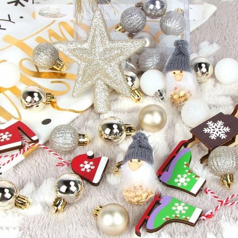 24PCS Christmas Tree Ornaments, Christmas Ball Set Glitter Shatterproof  Baubles Snowflakes 4 Style for Xmas Tree Wreath Christmas Party Wedding 