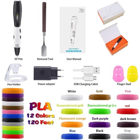 Intelligent 3d Pen With Led Display, 3d Printing Pen With Usb Charging, 30  Colors Pla Filament Refills