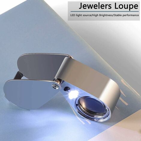 40x Jewelers Loupe Folding Jewelry Eye Magnifier with Illuminated