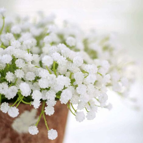 10pcs Babys Breath Artificial Fake Flowers Bouquet Gypsophila Bulk Flower in White for Wedding Crown Home Party Garden Decoration, Size: 7.8 in