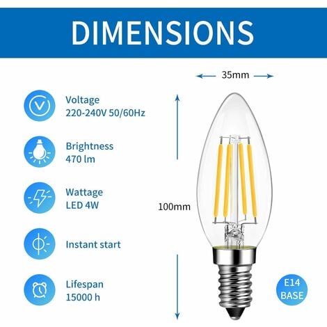 Crompton LED Candle 5W E14 Dim 2700K Clear (40W Eqv)