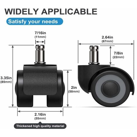 LITZEE Caster Wheels for Office Chair, 5 x 11 x 22 mm, Double