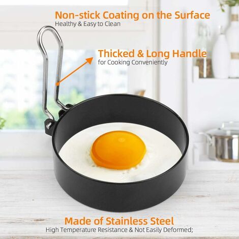 On-hand-4 Pack Professional Egg Cook Ring, Stainless Steel Round