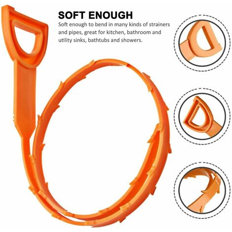 Drain Clog Remover, 5 Pack 20 inch Snake Drain Cleaner, Flexible Plastic Sink Snake for Sewer, Kitchen, Sink Bathroom, Convenient Hair Drain Clog