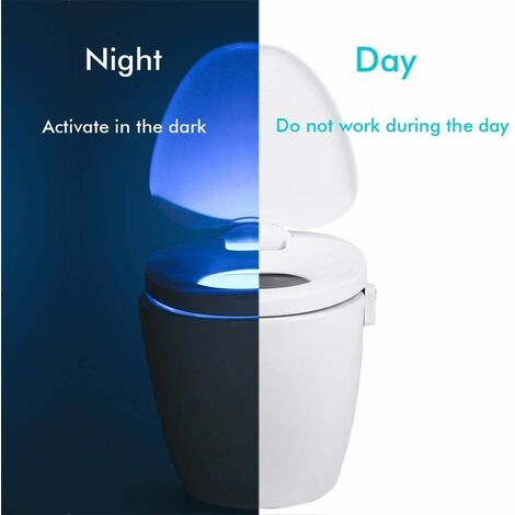 Coolmade Toilet Night Light[2Pack],Motion Activated LED Light,8 Colors Changing Toilet Bowl Nightlight for Bathroom[Battery Not Included] Perfect Decorating