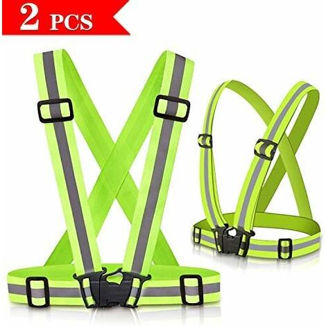LITZEE High Visibility Clothing 2 Pieces Cycling Reflective Vest,  Motorcycle Safety Vest Elastic High Visibility Reflective Vest Running Reflective  Vests for Adults and Children