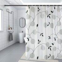 Bathroom Shower Curtains 180 x 180cm In 100% PEVA Shower Curtain Liner Mildew Resistant Waterproof, Eco-Friendly, Rust Proof Grommets with 12 HOOKS