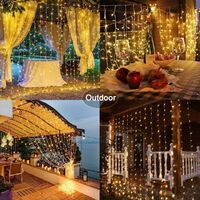 Curtain Lights Mains Powered, 3m x 3m 300 LED Christmas Fairy String Lights with 8 Modes Remote Control for Indoor Outdoor Xmas Gazebo Window Wedding Bedroom Party Decorations