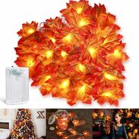 Maple Leaves Fall Decoration Lights 3M 20 LED, Artificial Autumn Fall Garland String Lights Fairy Lights, Battery Operated Outdoor Indoor Decorations for Halloween Thanksgiving Festival Party