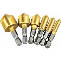 5 Flute Countersink 82 Degree Center Punch Tool Sets for Wood Carpentry 5PCS Countersink Drill Bit #1 
