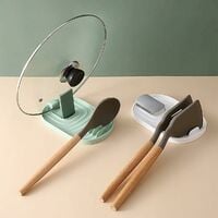 LITZEE Kitchen utensil tray support pan lid - spoon tray support, utensil tray Avoid dripping stains, kitchen utensil support 2 pieces (white green)