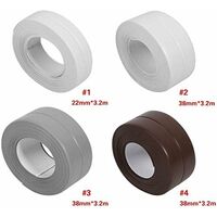 LITZEE Sealing Tape Caulking Tape Self-adhesive PVC Kitchen Sink Trim White 38mm*3.2M