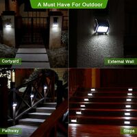 LITZEE solar lights solar garden 4 LED staircase lighting outdoor lighting wall lights path lighting with light sensor, waterproof for outdoor stairs garden fence gutters balcony terrace (pack of 12)