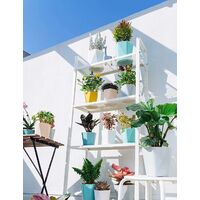 LITZEE 13cm Plastic Colorful Plant Pots Small Indoor Flower Pots Home Office Pots with Pallet/Trays - Blue