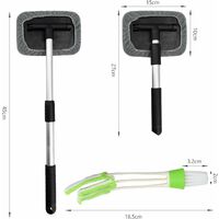 Windscreen Squeegee, Car Cleaning Tools, Flat Head Swivel Aluminium Telescopic Handle, Microfibre Covers with Double Head Air Conditioner Cleaning Brush