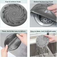 Shower Drain Covers,Silicone Hair Collector,Silicone Bath Filter Tube Hair Catcher Filter Cap with Suction Cup,for Kitchen Bathtub and Bathroom(Black)