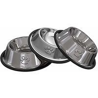 3pcs Stainless Steel Cat and Small Dog Bowl Anti-slip Base, Pet Supplies(Stainless Steel)