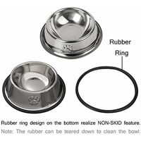 3pcs Stainless Steel Cat and Small Dog Bowl Anti-slip Base, Pet Supplies(Stainless Steel)