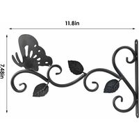 Wall Hanging Brackets Wrought Iron Plant Holder with Screw Butterfly Shape Heavy Duty Gardening Decoration for 2 Piece Garden Lanterns Black
