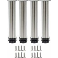4 Pcs Adjustable Legs 250mm Height Cabinet Legs Table Legs Furniture Legs, Stainless Steel Adjustable Height 0-15mm Come with Stainless Steel Screws