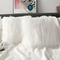 2 Pack Decorative Faux Fur Throw Pillow Covers Velvet Fluffy Cushion Covers for Living Room Bed Couch Sofa Chair, 18x18'', White