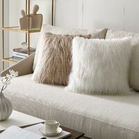 2 Pack Decorative Faux Fur Throw Pillow Covers Velvet Fluffy Cushion Covers for Living Room Bed Couch Sofa Chair, 18x18'', White