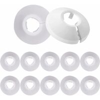 12 PCS Radiator Pipe Collars, Plastic Radiator Pipe Covers Pipe Collars Wall Flange Cover Pipe Decoration Cover Water Pipe Covers White Pipe Hole Collars Pipe Collar Covers for 14-16 Mm Diameter Pipe
