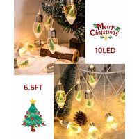 Christmas Globe Patio Lights Outdoor Decorations, 6.6 FT Hanging Battery Operated Powered String Lights, Tree & Snow in 10 Bulbs, Indoor Decor for Home, Fireplace