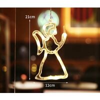 Christmas Window Lights, Christmas Hanging Window Light with Suction Cup, Battery Operated Hanging Lamp Decorations for The Holiday Store - Angel