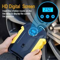 Digital Tyre Inflator, Portable Air Compressor with LED Light, 12V 150PSI Rapid Car Tyre Inflator with 3 Nozzle Adaptors, Car Tire Pump that Can be Used as a Tire Pressure Checking Gauge