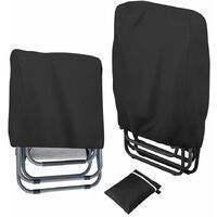 2 Pack Folding Reclining Chair Cover Waterproof, 210D Oxford Fabric Garden Stacking Chair Covers, Patio Folding Sunbed Sun Lounger Covers with Storage Bag,104*70*16 (Black)