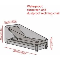 2 Pack Outdoor Sun lounger Deck Chair Cover 210D Waterproof Dustproof Oxford Fabric Sunbed Cover Garden Patio Furniture Protector Cover Black 208*76*41/79cm