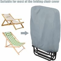 2 Pack Folding Reclining Chair Cover Waterproof, 210D Oxford Fabric Garden Stacking Chair Covers, Patio Folding Sunbed Sun Lounger Covers with Storage Bag,110*71*20 (Grey)