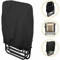 2 Pack Folding Reclining Chair Cover Waterproof, 210D Oxford Fabric Garden Stacking Chair Covers, Patio Folding Sunbed Sun Lounger Covers with Storage Bag,110*71*20 (Black)