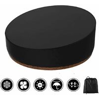 Bed Cover Waterproof Round Rattan Daybed Cover Dustproof Garden Day Bed Cover with Storage Bag for Rattan Day Bed Sun Lounger (Black)