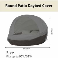 Bed Cover Waterproof Round Rattan Daybed Cover Dustproof Garden Day Bed Cover with Storage Bag for Rattan Day Bed Sun Lounger (Black)