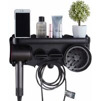 Hair dryer holders - Multifunctional Wall Mounted Hair Dryer Rack,Black