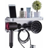 Hair Dryer Holders - Multifunctional Wall Mounted Hair Dryer Rack,Silver