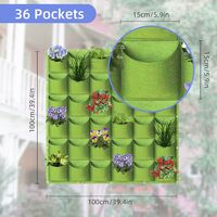36 Pockets Hanging Planter Bags, Hanging Vertical Wall Mounted Plant Planting Grow Bags, Herb Garden Planter Outdoor Indoor Growing Bag, Gardening Vertical Greening Flower Container(1m*1m, Green)