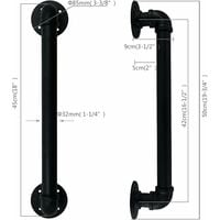 Set of 2 Industrial Pipe Door Pull Handle,Handle Sets,Barn Door Handle,Door Handles Internal- Black, 50 cm Long.