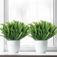Plastic Artificial Faux Hanging Boston Fern Plants (6 Pack) - Outdoor/Indoor Fake Greenery Ferns for Home, Garden, Vine Wall Basket, Bushes/Shrubs, Wedding Garland and Office Decor
