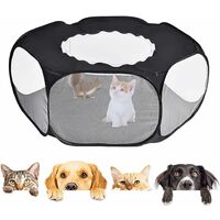 Small Pet Cage Tent, Pet Playpen Cage Tent, Small Animal Playpen with Cover, Portable Folding Small Pet Cage Tent, with Top Cover Anti Escape, for Kitten Rabbits Bunny Hamster Chinchillas (Black)