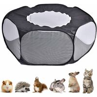 Small Pet Cage Tent, Pet Playpen Cage Tent, Small Animal Playpen with Cover, Portable Folding Small Pet Cage Tent, with Top Cover Anti Escape, for Kitten Rabbits Bunny Hamster Chinchillas (Black)