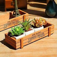 Rectangular Wooden Window Box, Wood Garden Flower Planter Succulent Pot Rectangle Trough Box Plant Bed 22.5 x 8.4 x 4.5cm (2 Pcs)