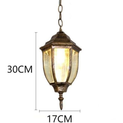 Retro Pendant Light Antique Glass Ceiling Hanging Light Shade Indoor Outdoor Chandelier Bronze Ø16CM 2Pcs