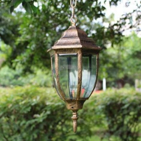 Retro Pendant Light Antique Glass Ceiling Hanging Light Shade Indoor Outdoor Chandelier Bronze Ø16CM 2Pcs