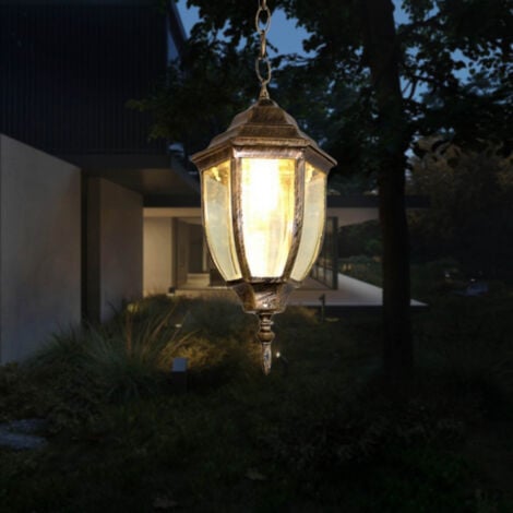 Retro Pendant Light Antique Glass Ceiling Hanging Light Shade Indoor Outdoor Chandelier Bronze Ø16CM