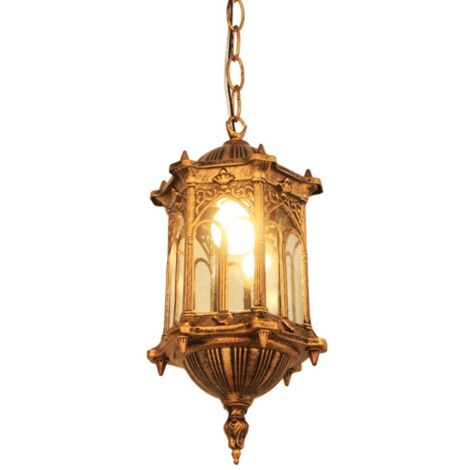 Retro Pendant Light Antique Glass Ceiling Hanging Light Shade Indoor Outdoor Chandelier Bronze Ø15.5CM