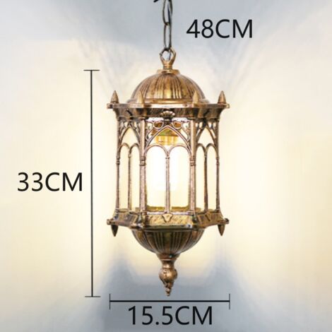 Retro Pendant Light Antique Glass Ceiling Hanging Light Shade Indoor Outdoor Chandelier Bronze Ø15.5CM